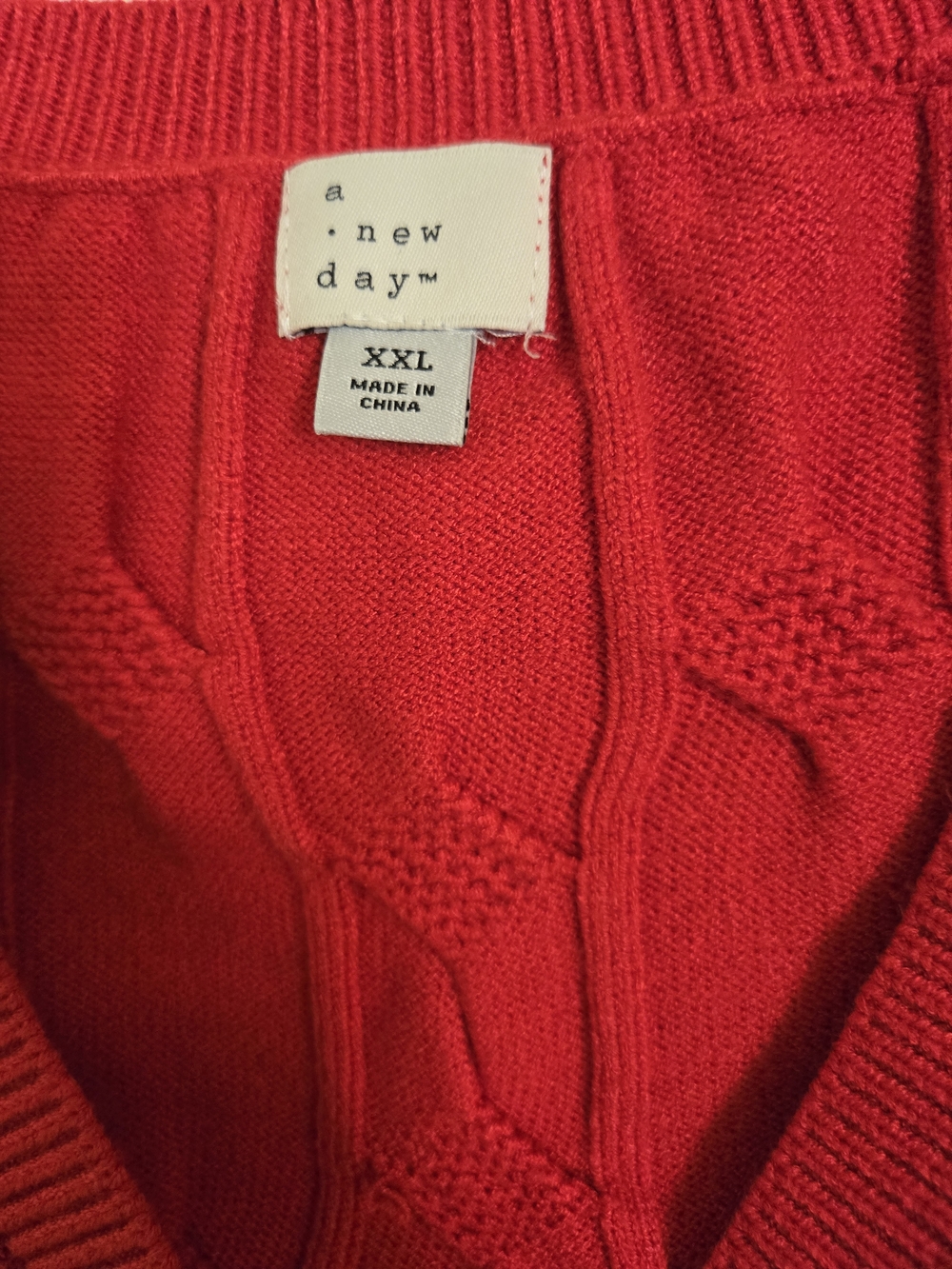 a new day Red Cable-Knit V-Neck Button Front Sweater Vest - Picture 4 of 4